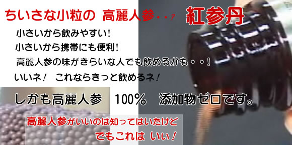 小さい粒で飲みやすい。高麗人参「紅参丹」(こうじんたん)